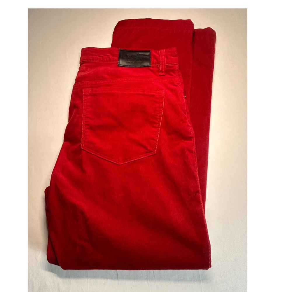 Vintage Lauren Ralph Lauren Corduroy Pants Women 12 DarkRed Straight Leg MidRise